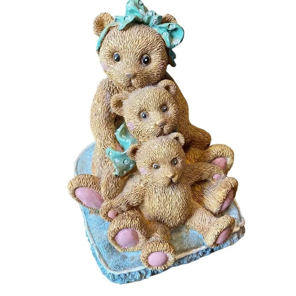 Cottage Core 3 Bear's Family Mama and Babies Home Office Figuring Stastu Decor - Picture 1 of 5